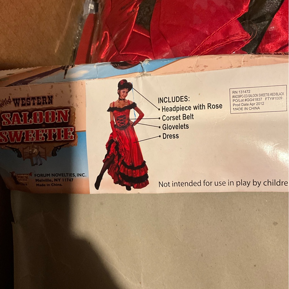 Saloon Sweetie Red Costume NEW OSFM HEAD PC NOT INCLUDED choker included - Picture 6 of 16